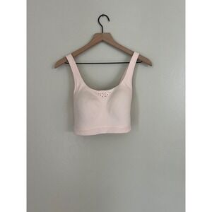 Athleta Advance Bra High Impact Sports Bra Pale Pink 38C Laser Cut Ventilation